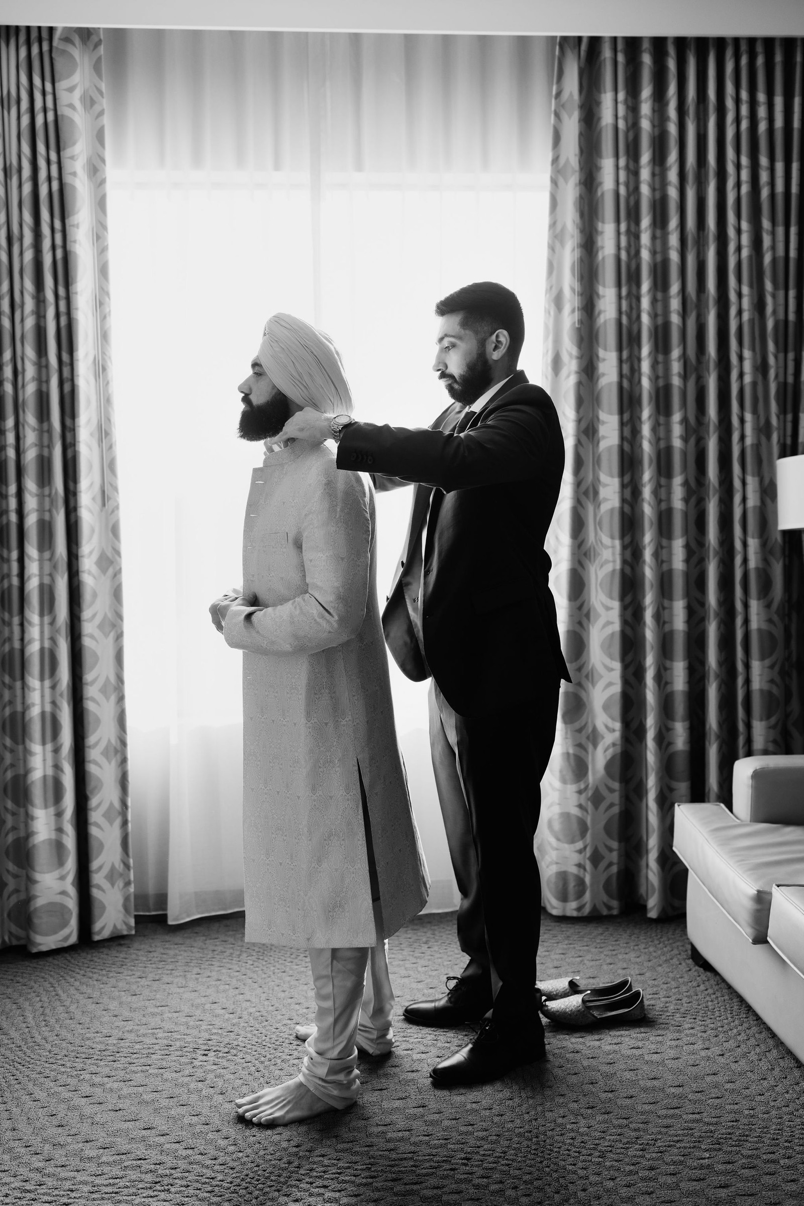 Wedding preparation before the Superstition Mountains ceremony photograph from Amrit and Yousef’s wedding celebration
