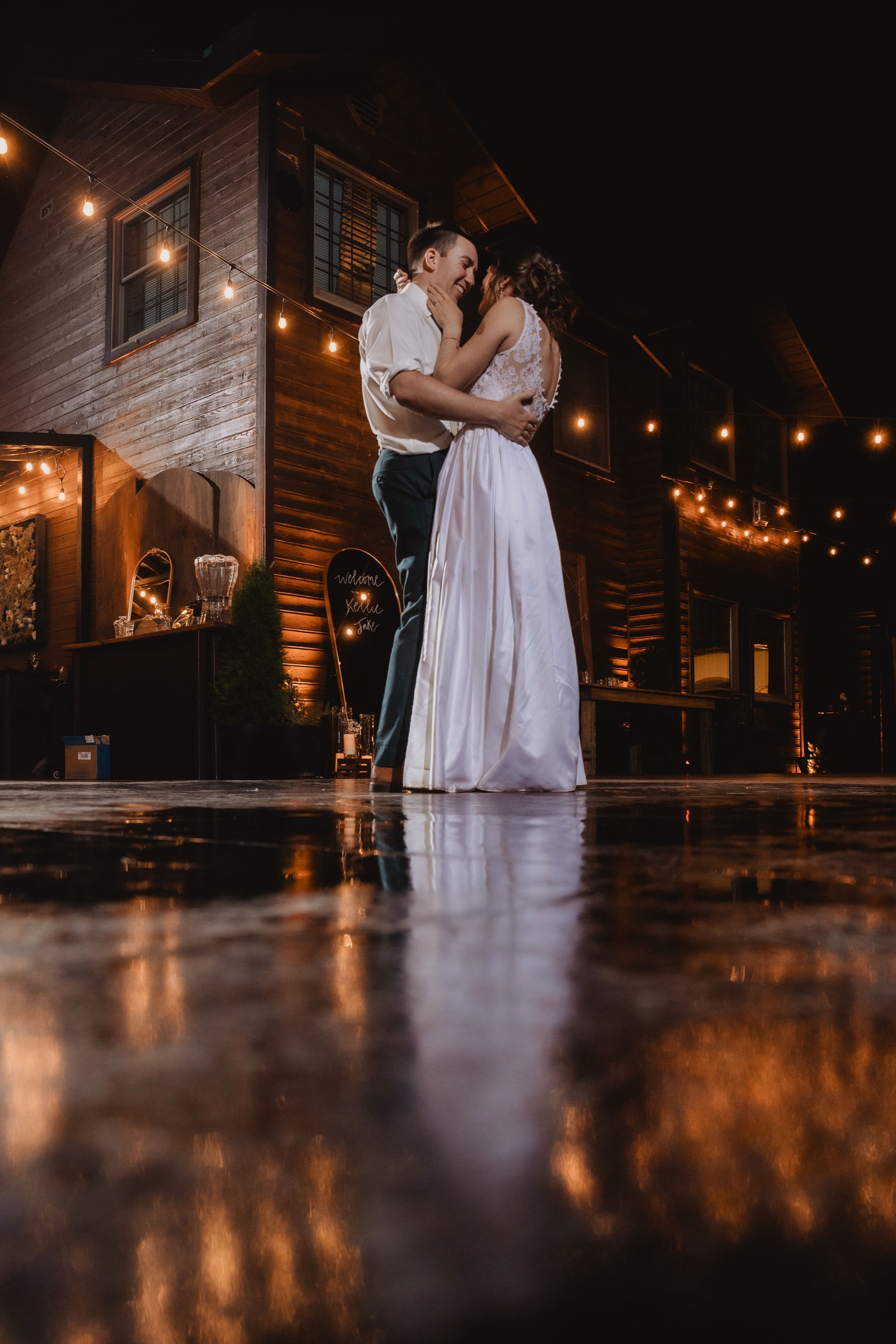 Kellie and Jake sharing a solo final dance on the empty dance floor