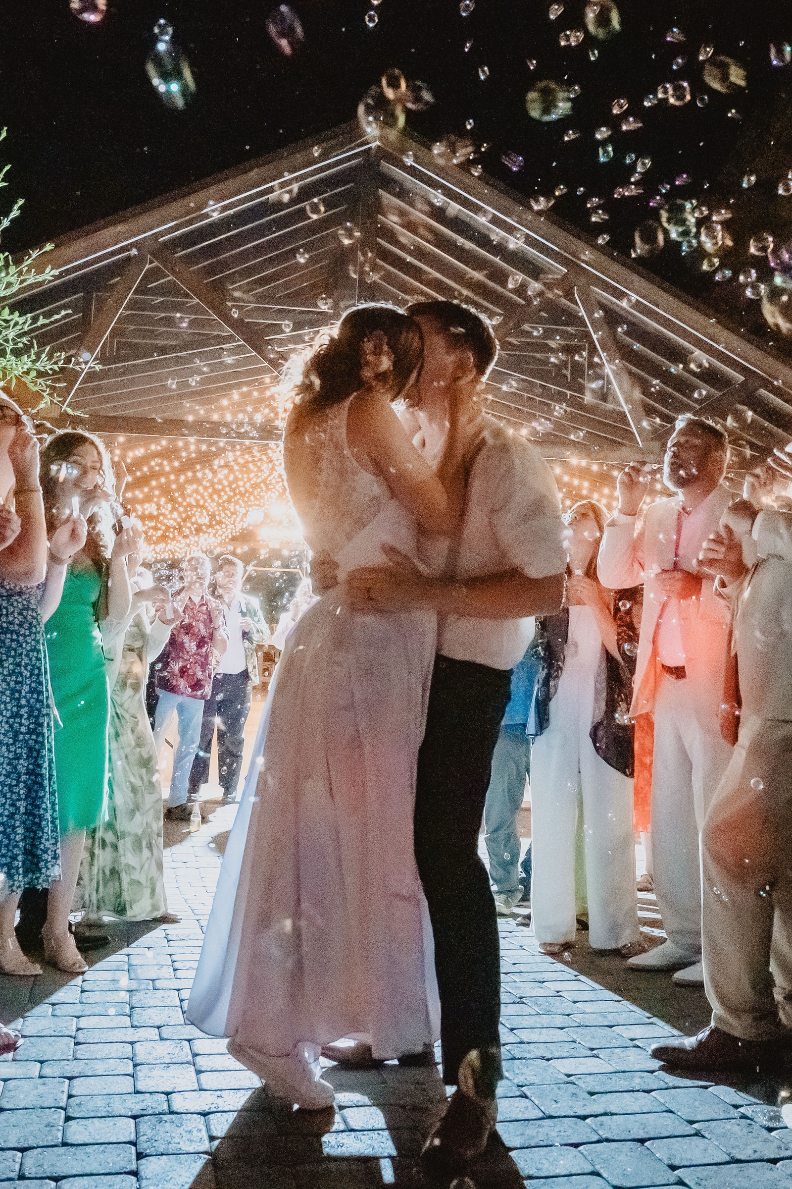 Bubble exit for Kellie and Jake at the end of the night