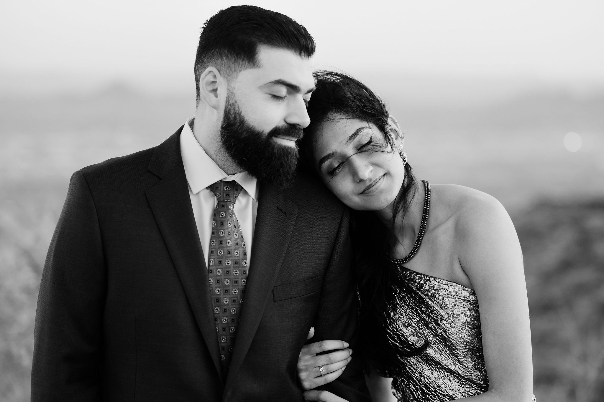 Amrit and Yousef during their sunrise engagement session
