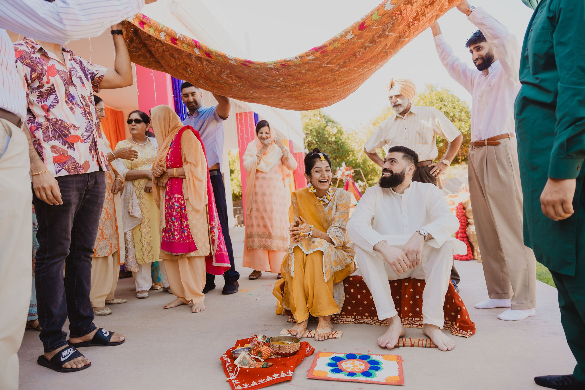 Backyard Mendhi Maiyan and Jaggo celebration photograph from Amrit and Yousef’s wedding celebration