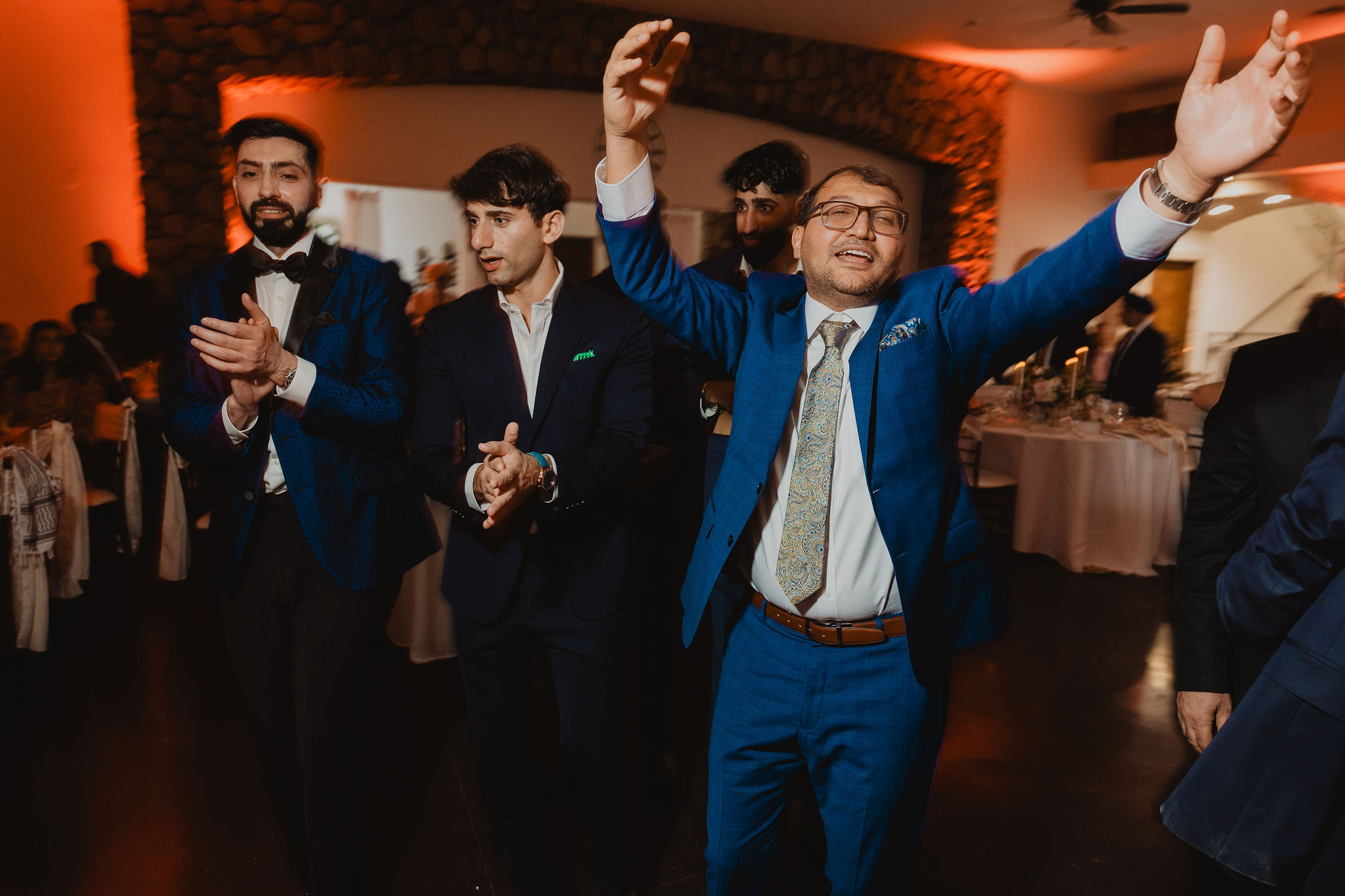 Evening portraits and reception dance floor photograph from Amrit and Yousef’s wedding celebration