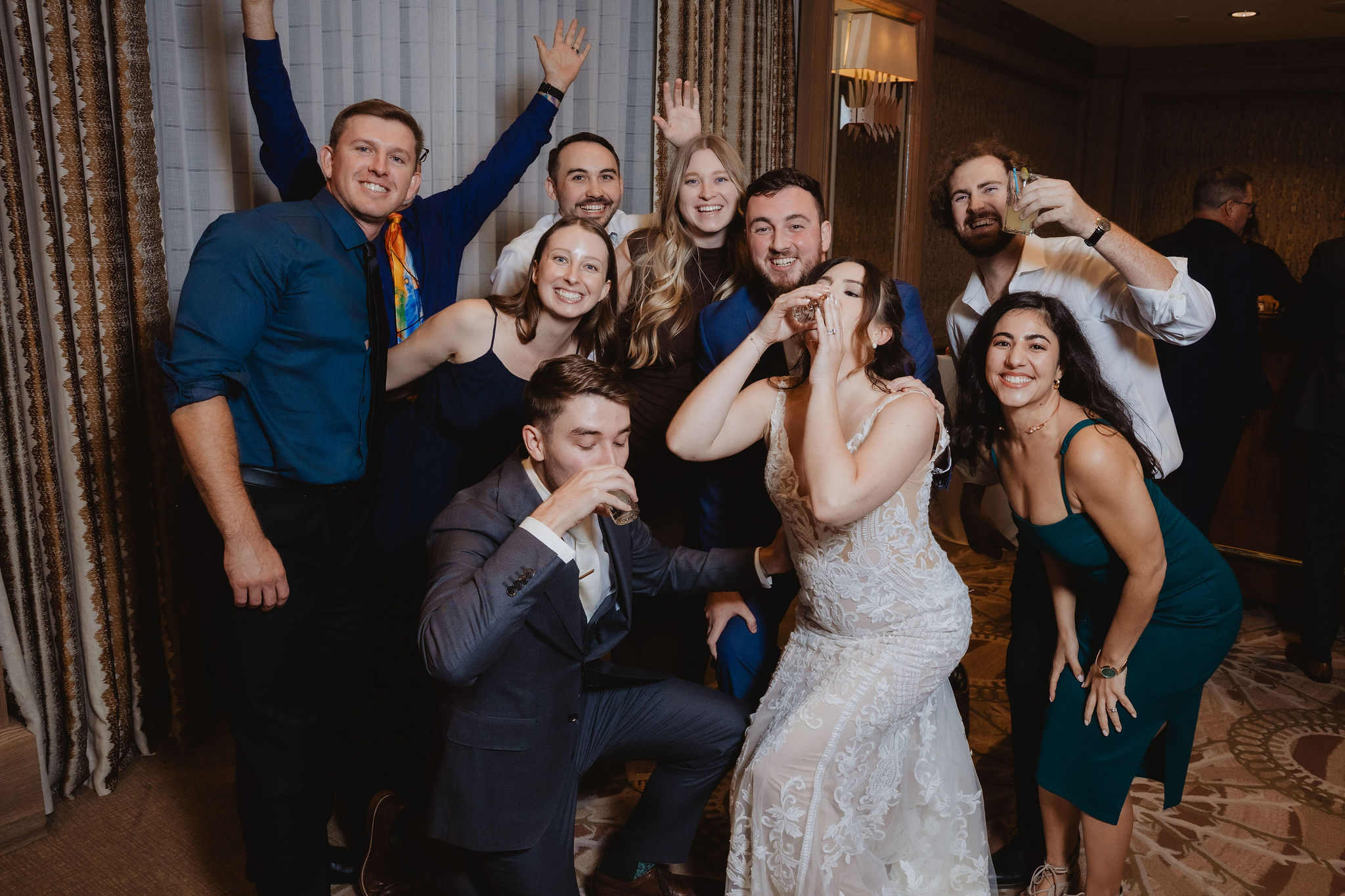 Final table dash photo with Brittney and Trevor and guests