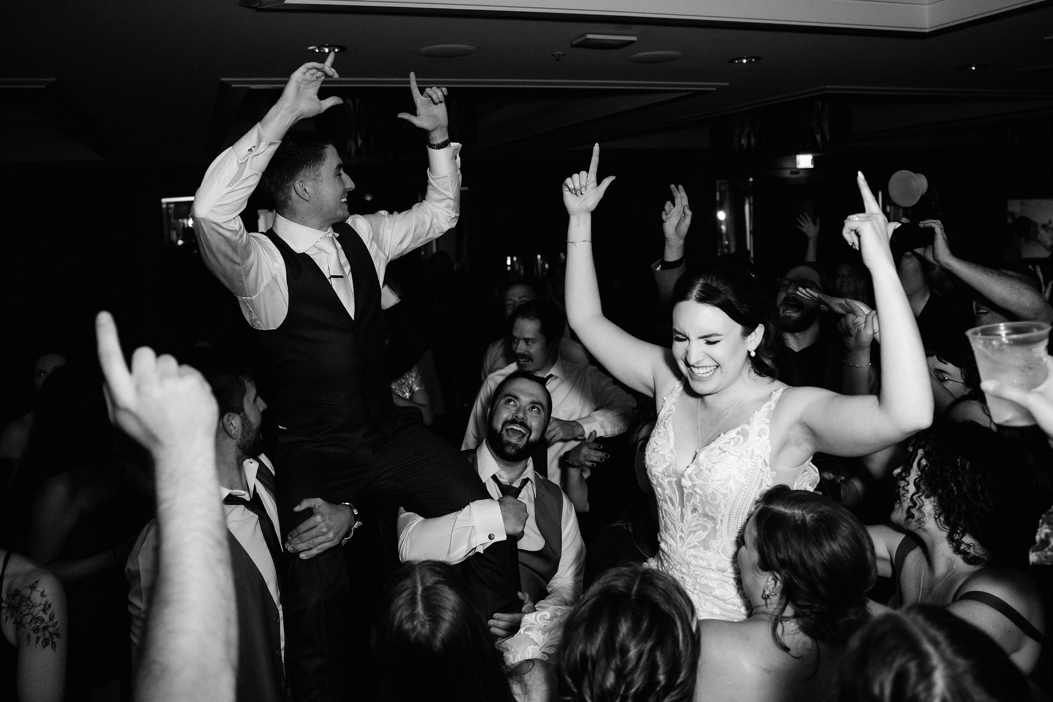 Black and white dance floor celebration