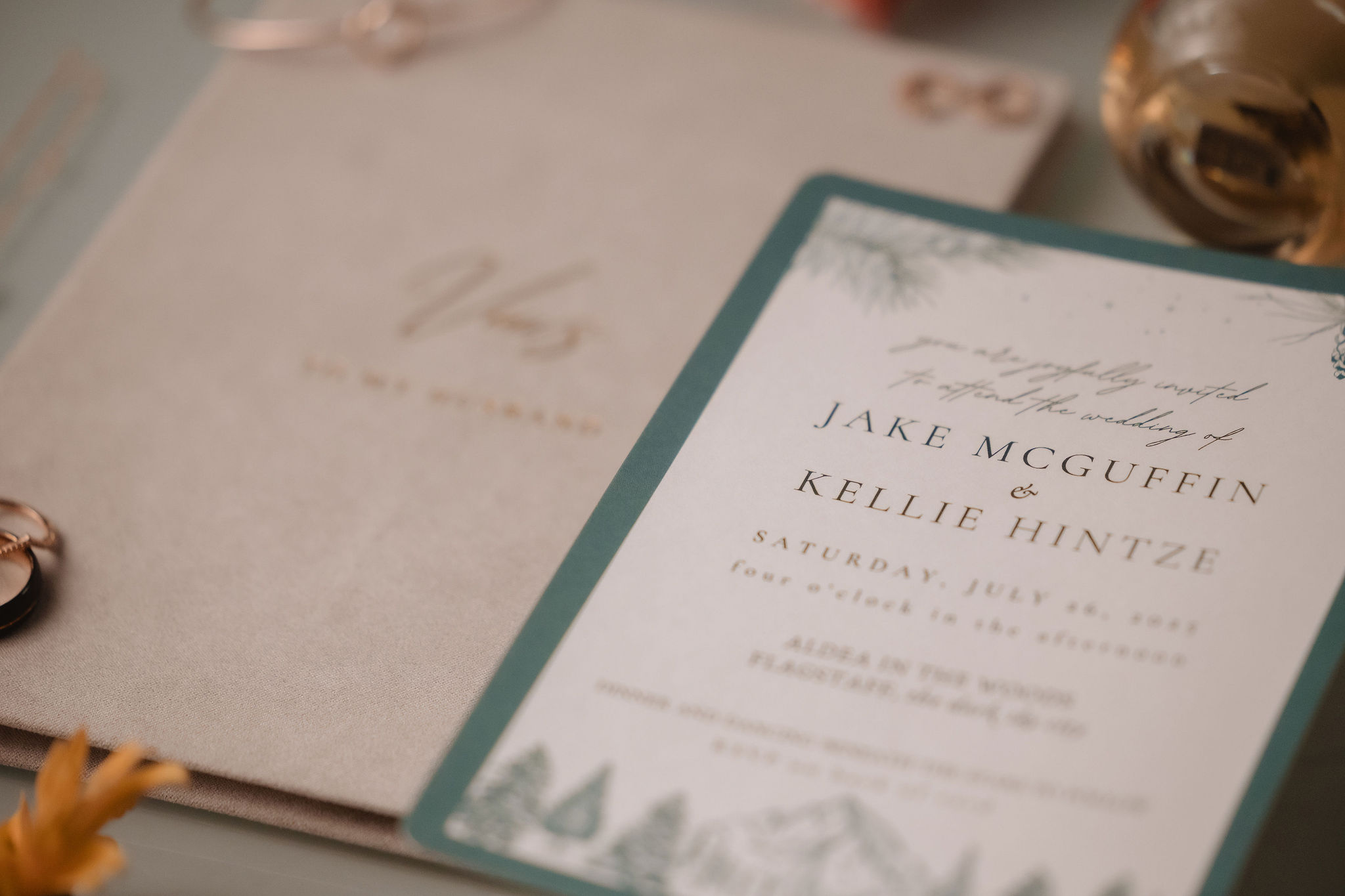 Kellie and Jake wedding invitation and details for their Flagstaff wedding