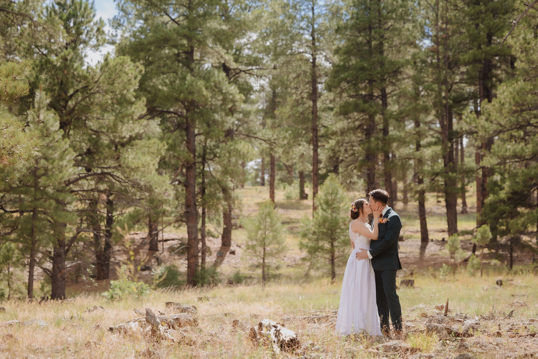 Kellie and Jake tucked into the woods for portraits
