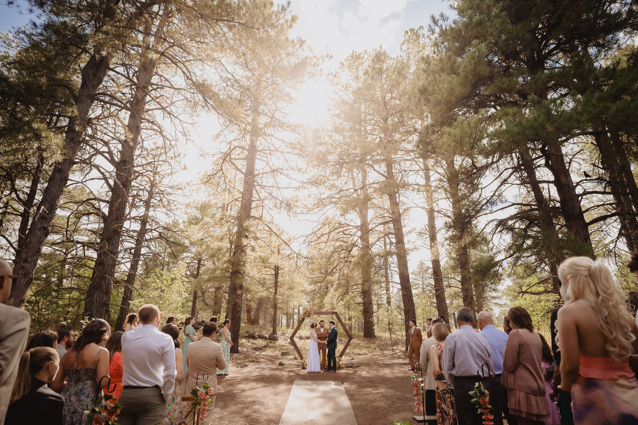 Outdoor ceremony at Aldea in the Woods in Flagstaff