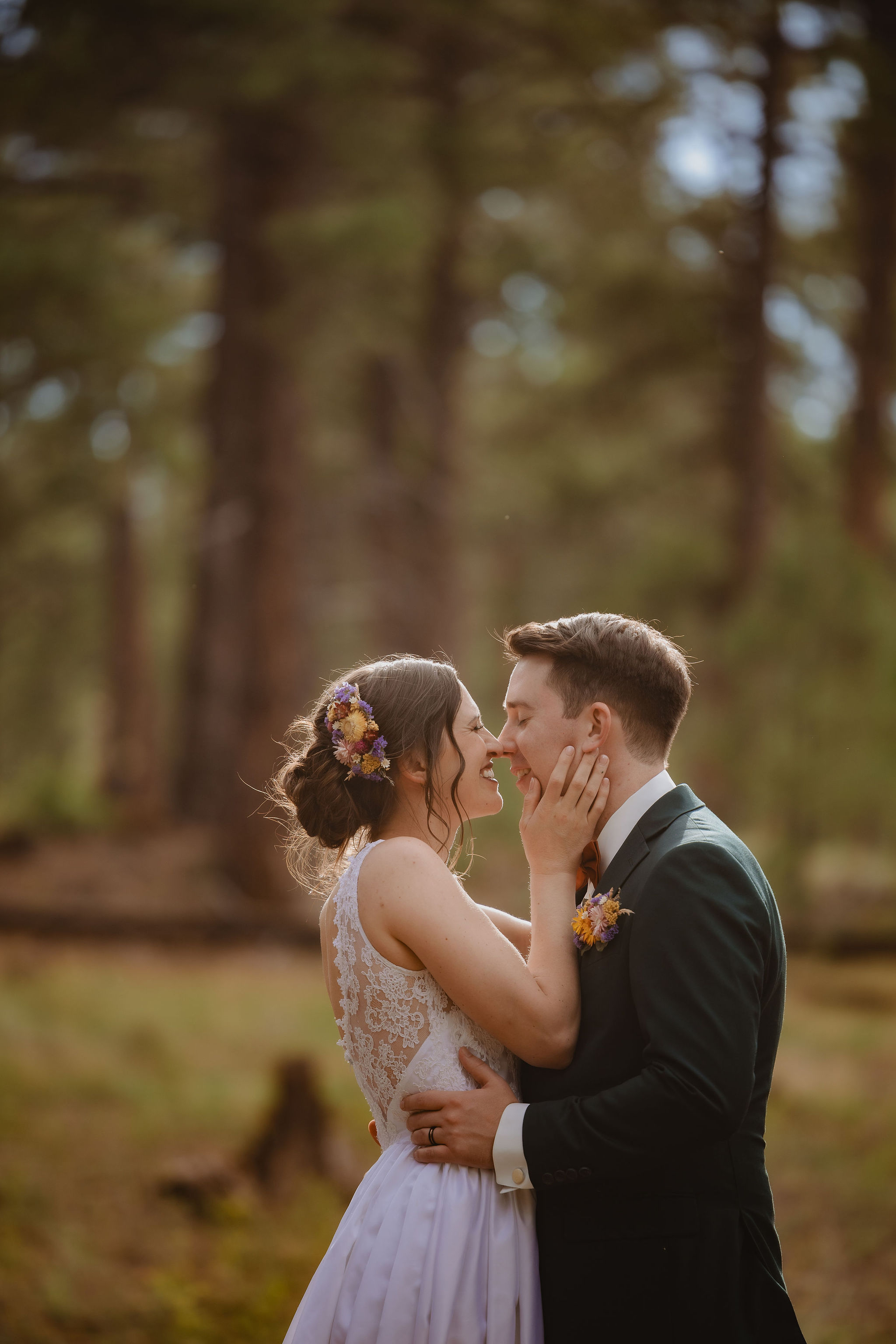Close portrait of Kellie and Jake after the ceremony