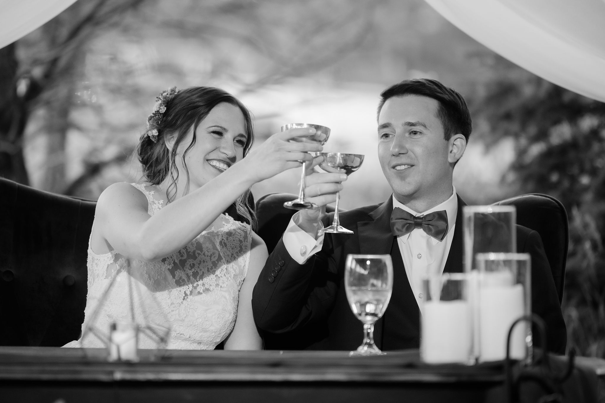 Black and white toast during the reception