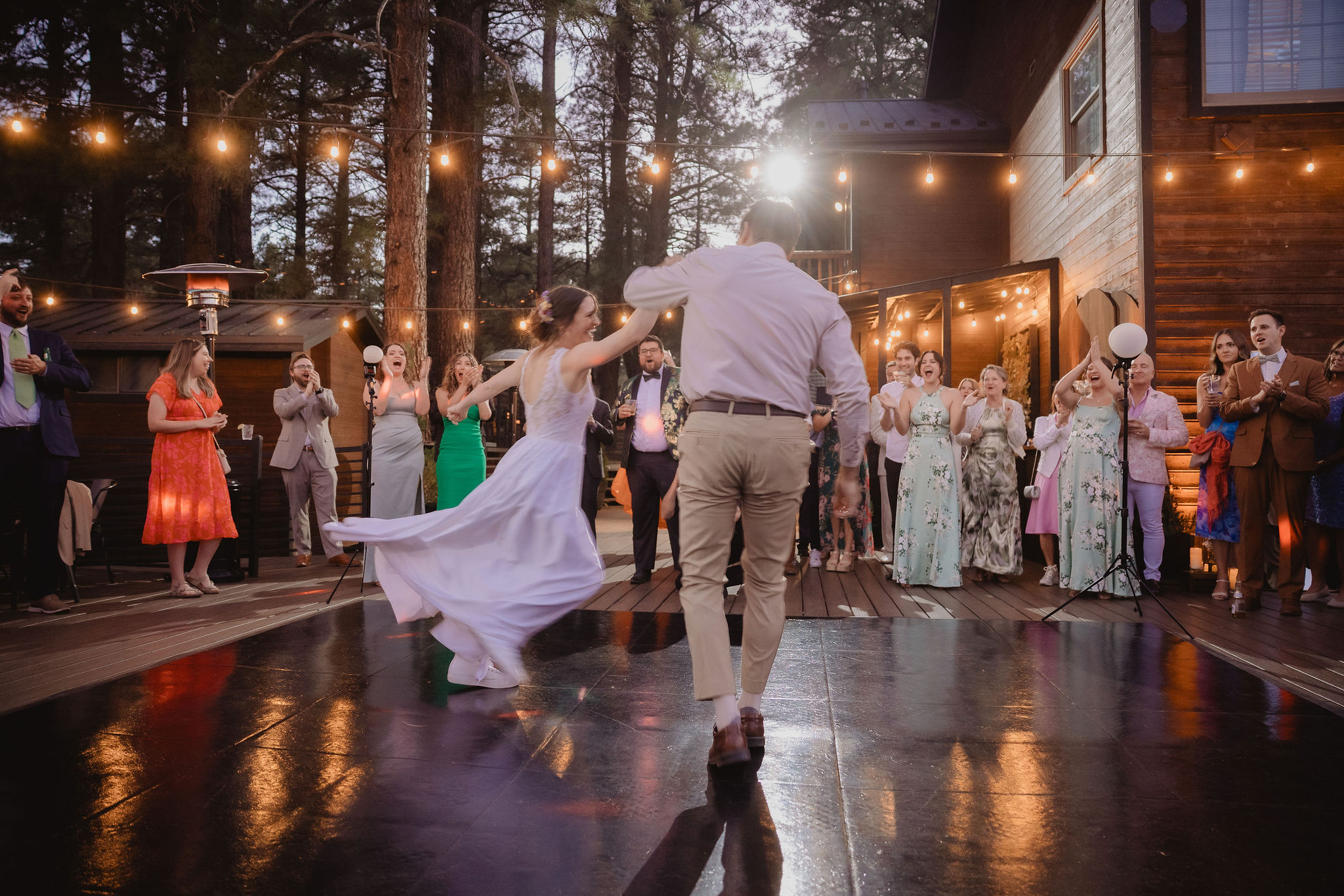 Kellie and her dad dancing during the reception