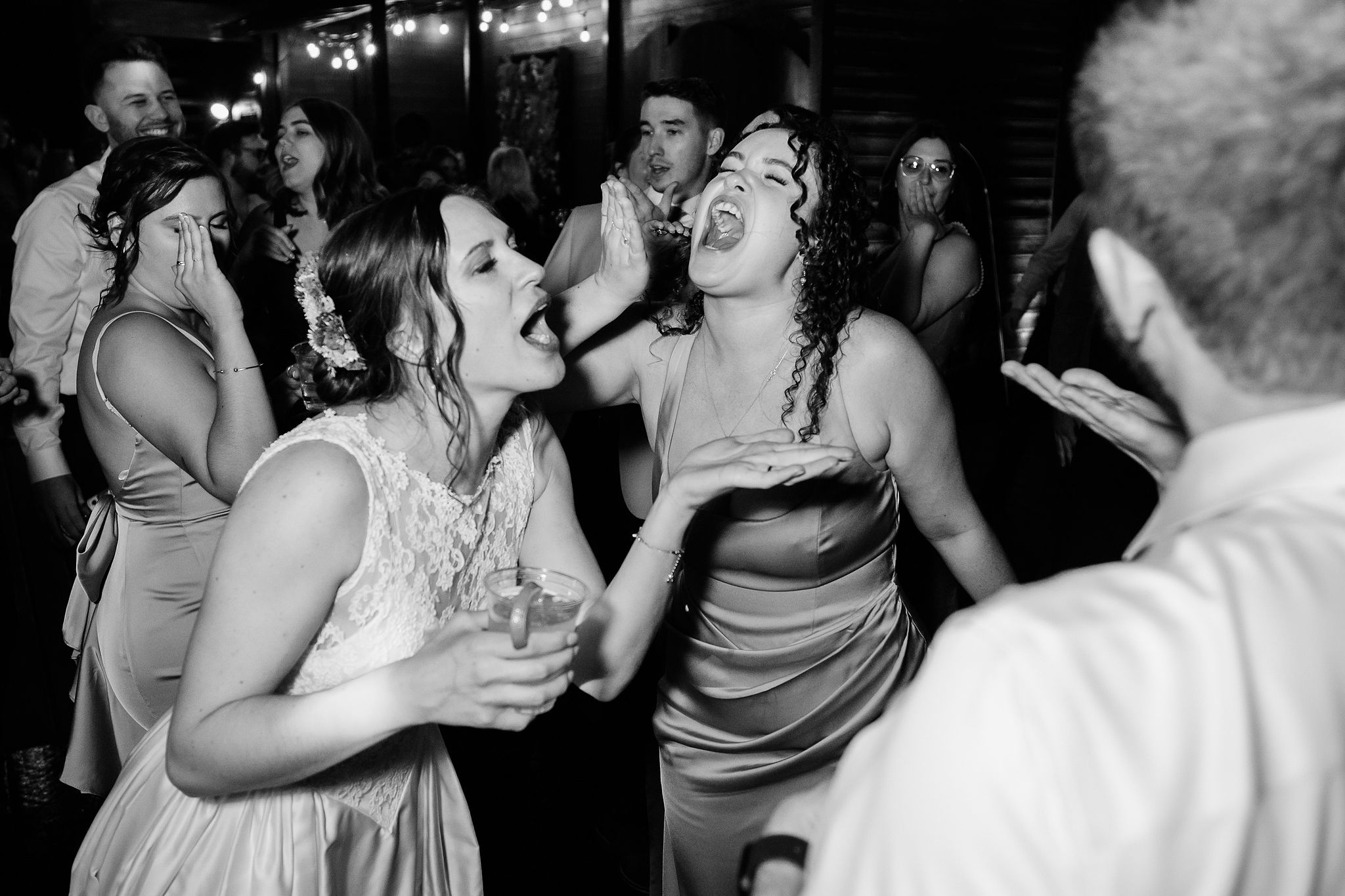 Black and white dance floor moment at Kellie and Jake’s wedding