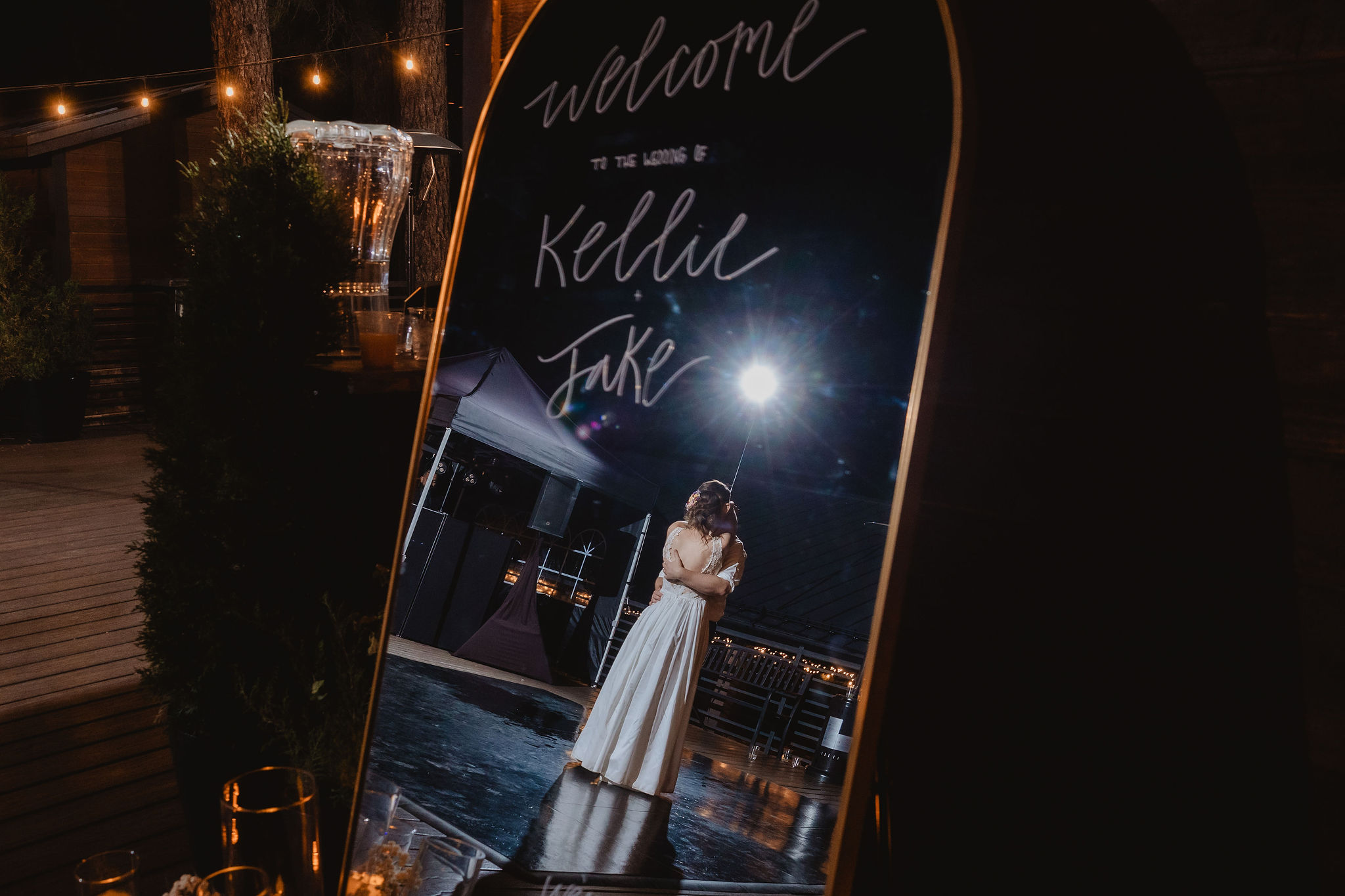 Welcome sign for Kellie and Jake at Aldea in the Woods